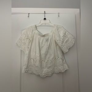 H&M White Eyelet Embroidered Off The Shoulder Top